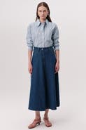 Exquise Meagan High Waisted Zip Pocket Denim Skirt