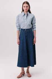 Exquise Meagan High Waisted Zip Pocket Denim Skirt