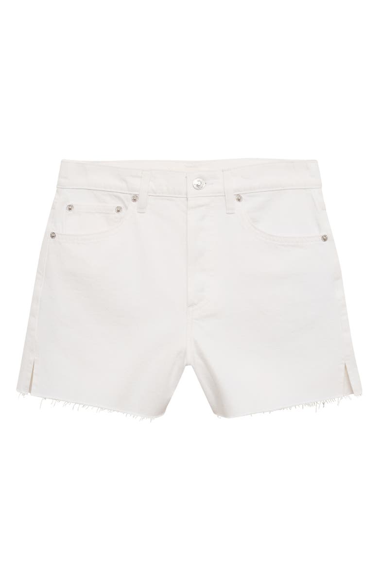 MANGO Button Fly Fray Hem Denim Shorts, Main, color, White