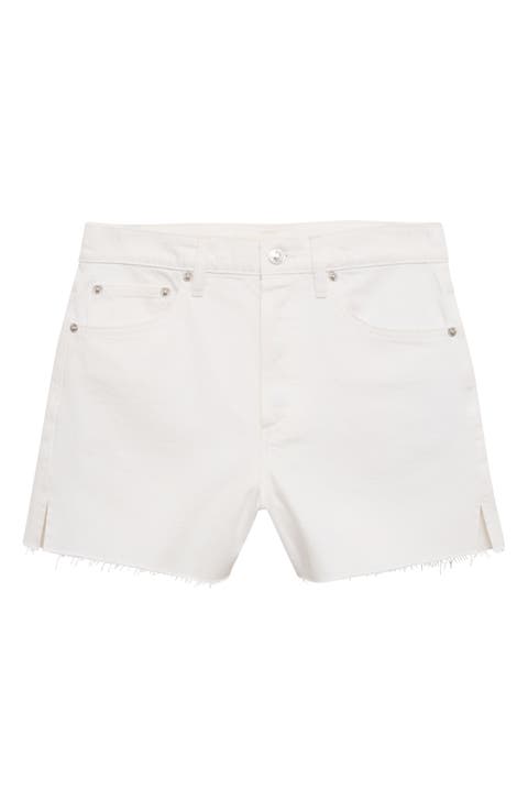Button Fly Fray Hem Denim Shorts