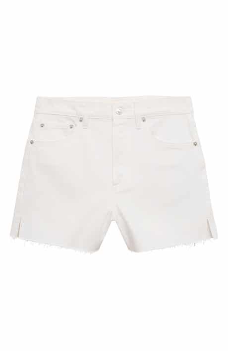 MANGO Button Fly Fray Hem Denim Shorts
