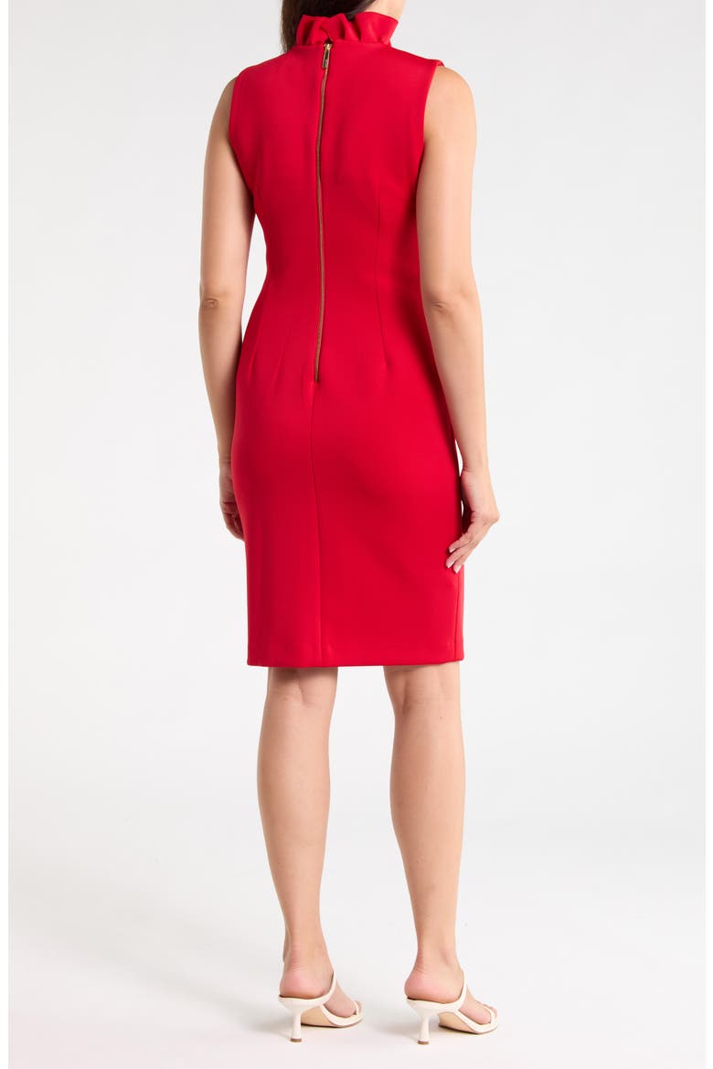 Ruffle Trim Shift Dress, Alternate, color, RED