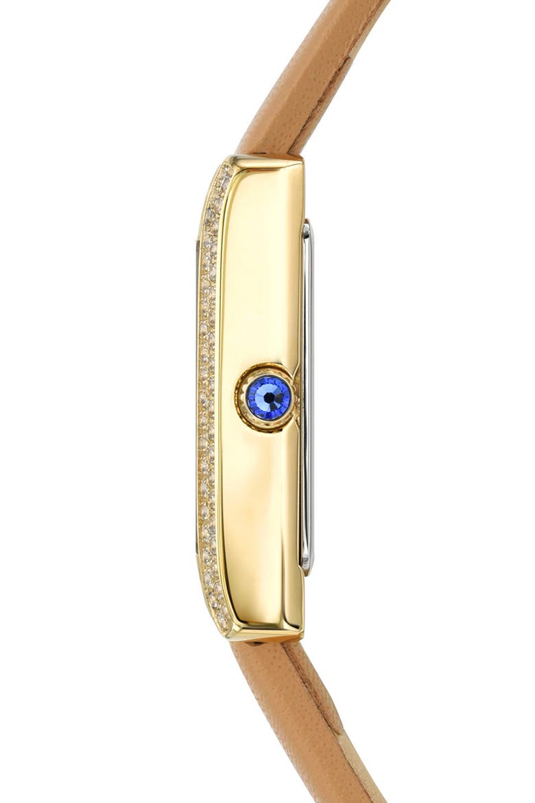 Karolina Diamond & Topaz Leather Strap Watch, 30mm, Alternate, color, BEIGE