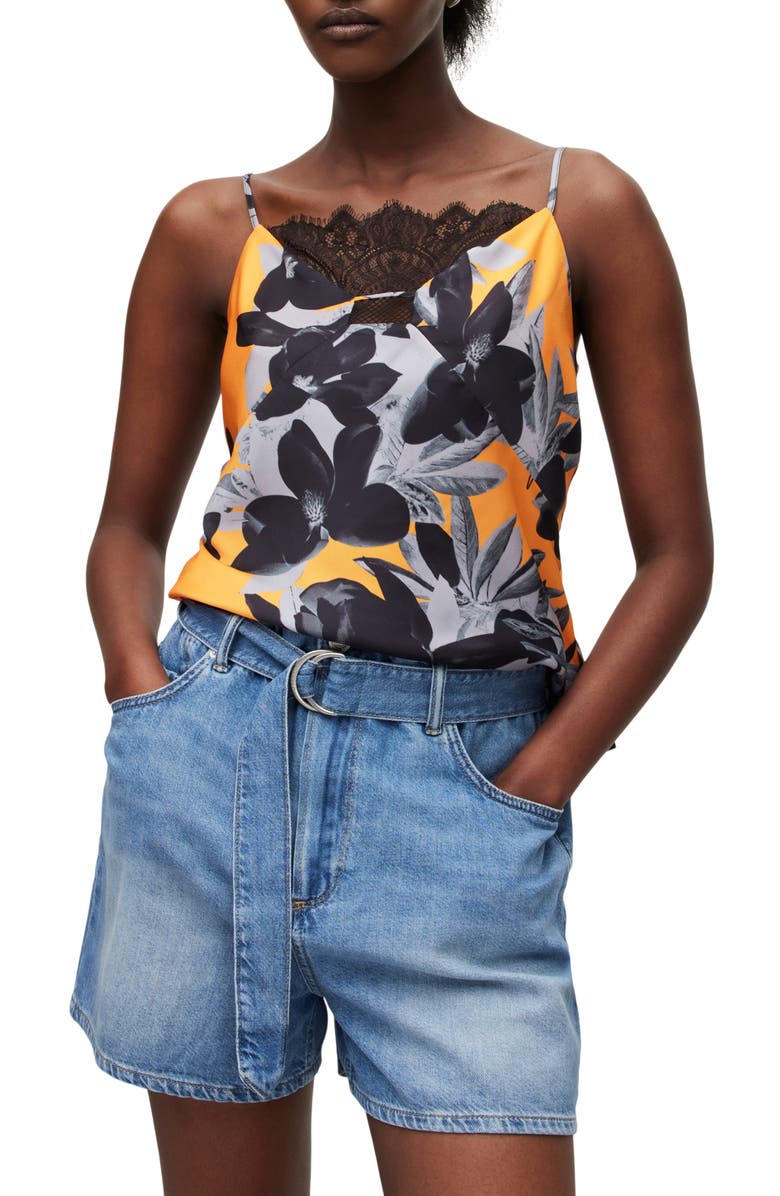 AllSaints Eldia Alessandra Lace Inset Camisole, Main, color, 