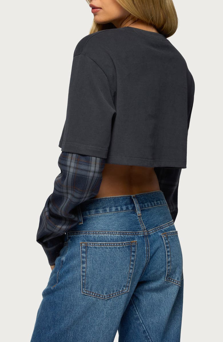 EDIKTED Layered Crop Top, Alternate, color, Black-Washed