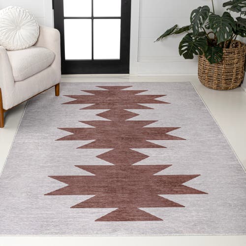 Jonathan Y Chayton Minimalist Geometric Machine-washable Area Rug In Brown