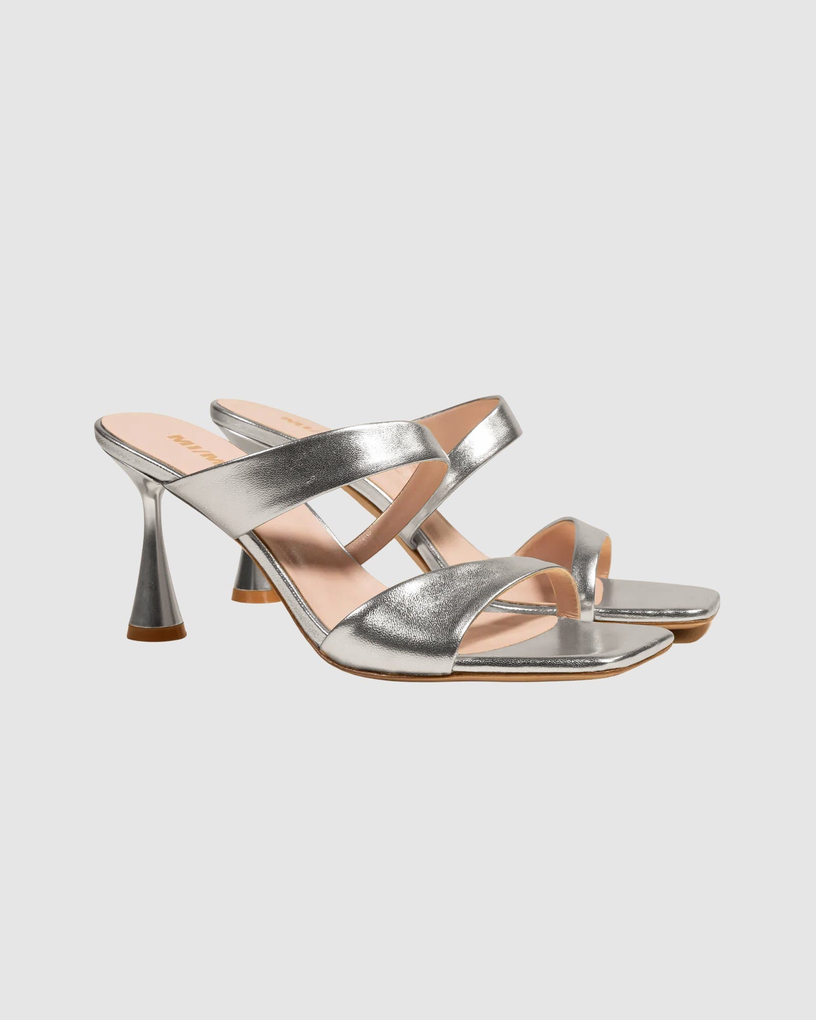 Tara Square Toe High Heel Mule Sandal, Alternate, color, Silver
