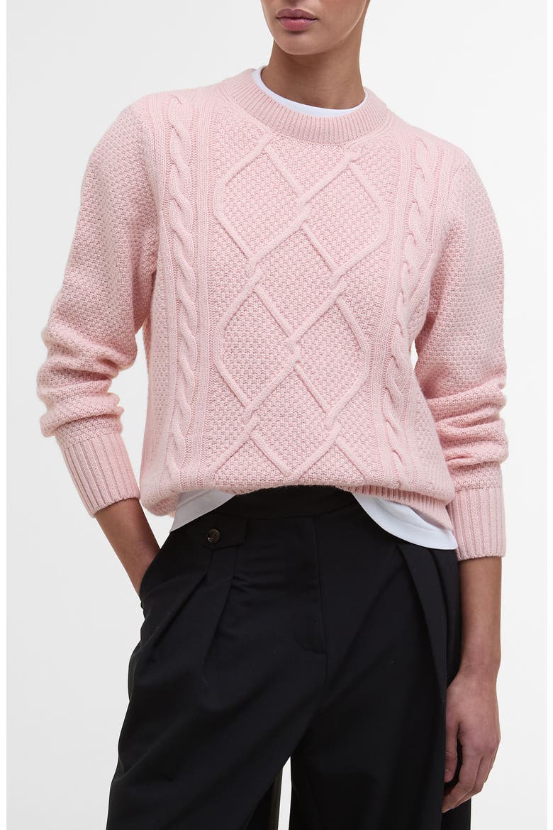 Burne Cable Wool Blend Sweater, Main, color, PINK BLUSH