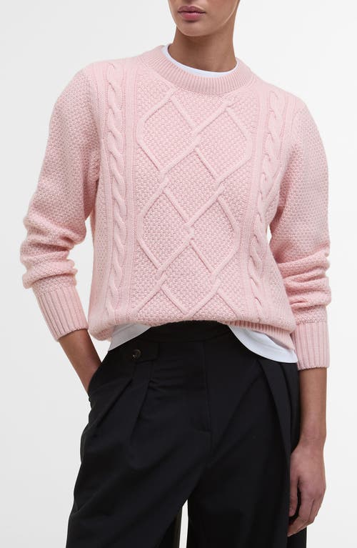 Barbour Burne Cable Wool Blend Sweater In Pink