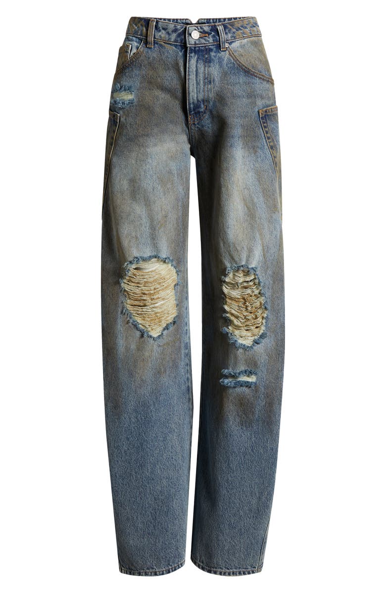 AFRM Bexley Ripped Barrel Leg Jeans, Alternate, color,