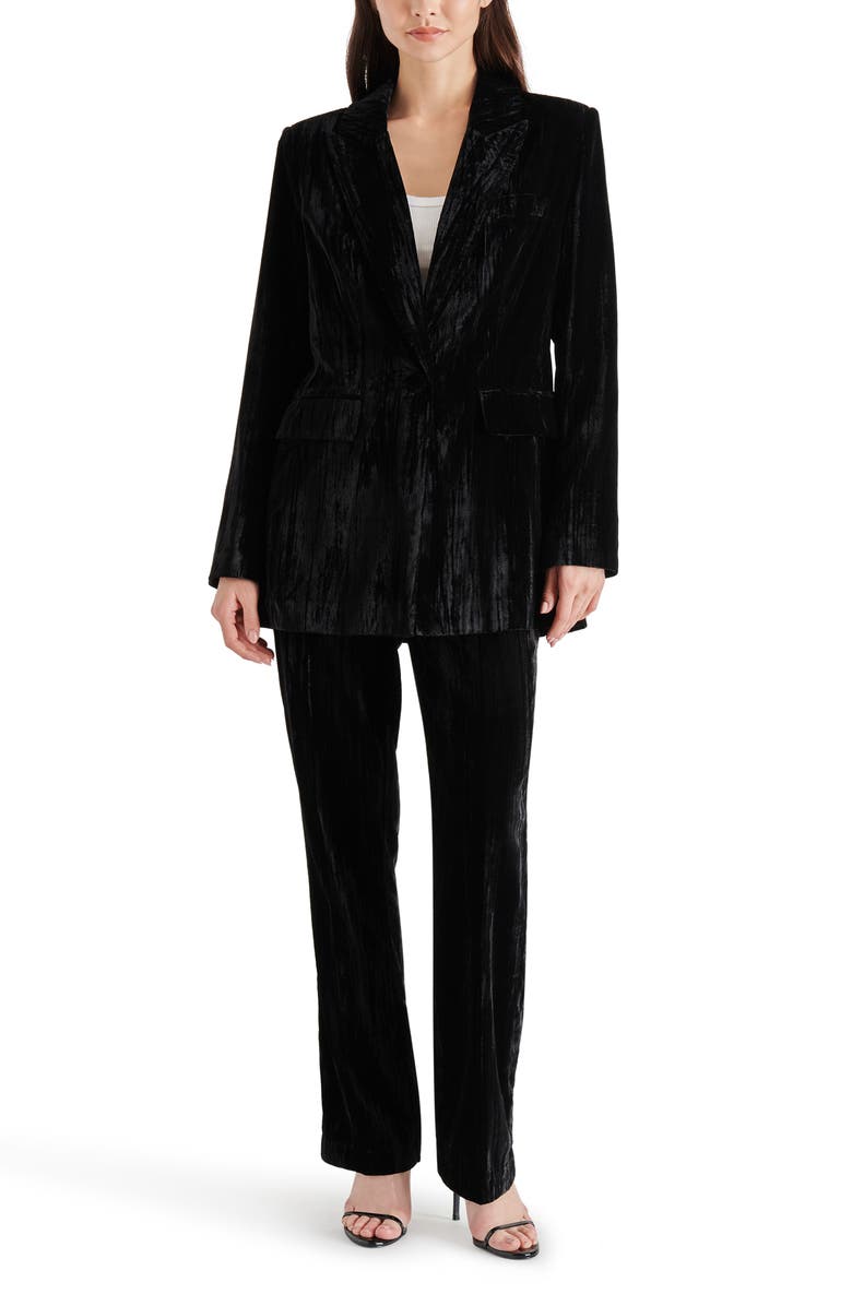 Steve Madden Imann One-Button Crushed Velvet Blazer, Alternate, color,