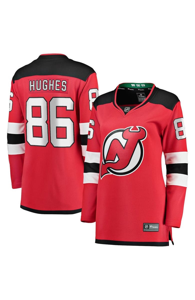 FANATICS Women's Fanatics Branded Jack Hughes Red New Jersey Devils Home Premier Breakaway Jersey, Main, color, Red