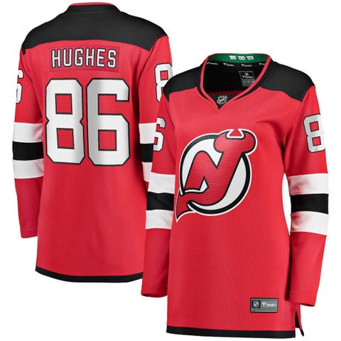 Women's Fanatics Branded Jack Hughes Red New Jersey Devils Home Premier Breakaway Jersey