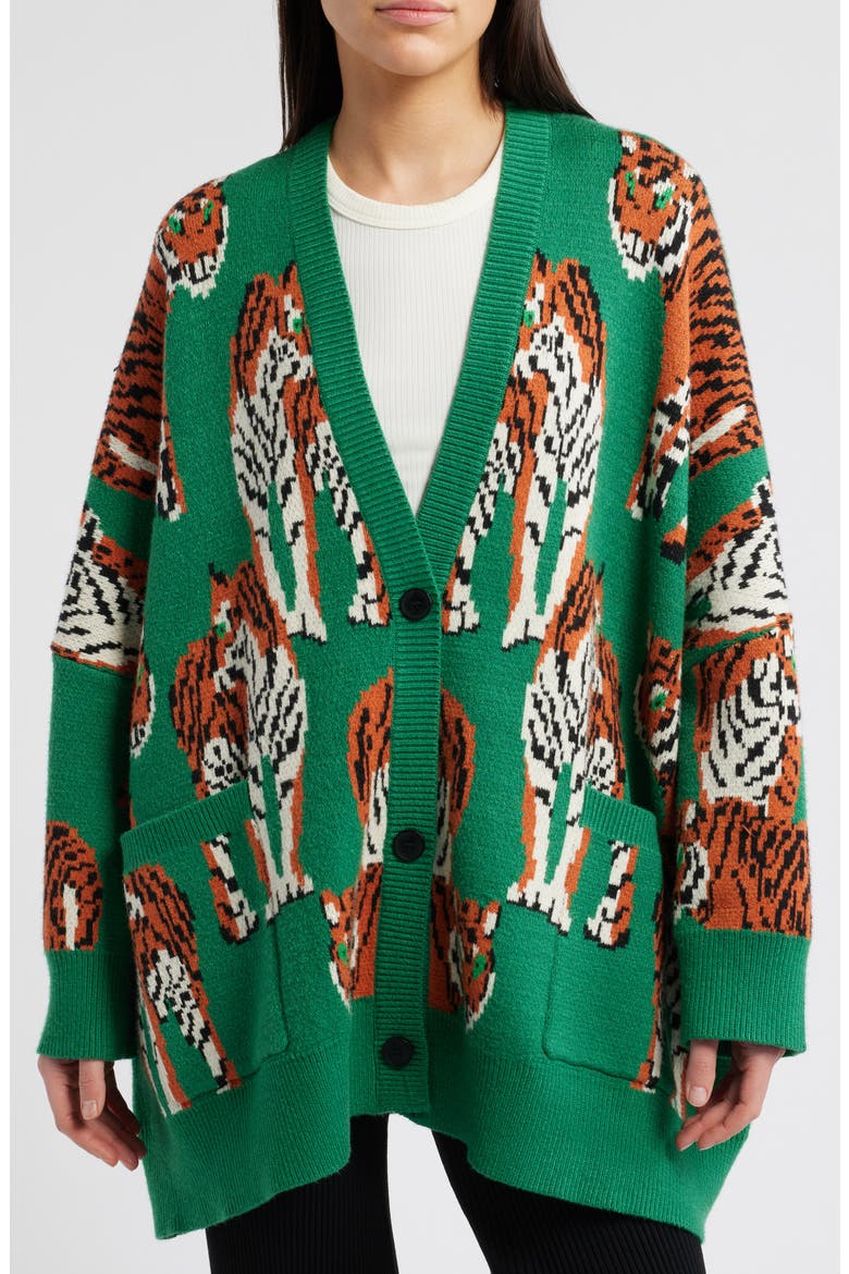 Tiger Tales Oversize Cardigan, Alternate, color, TIGER TALES