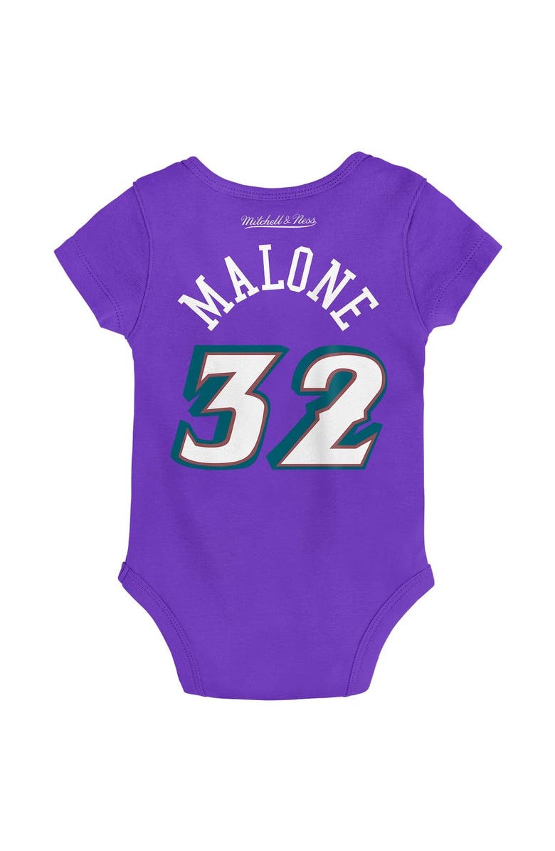 Mitchell & Ness Infant Mitchell & Ness Karl Malone Purple Utah Jazz Hardwood Classics Name & Number Bodysuit, Alternate, color, Purple