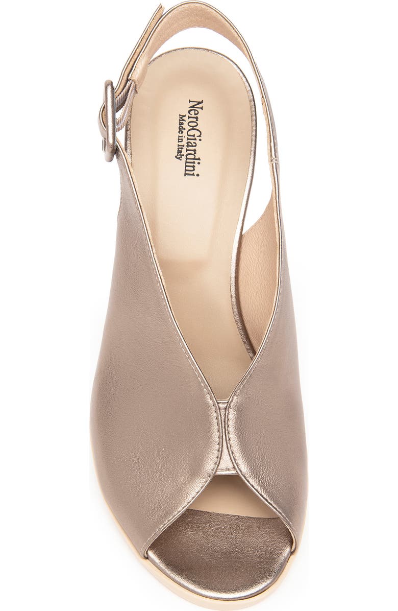 NeroGiardini Slingback Peep Toe Sandal, Alternate, color, Gold