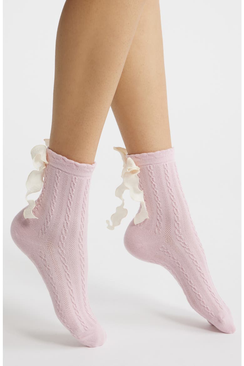 Mel Bow Crew Socks, Main, color, PINK