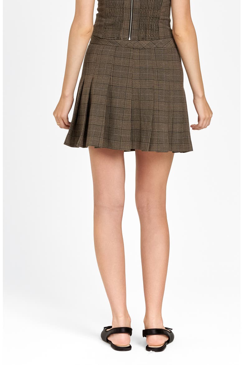 Amalia Pleated Miniskirt, Alternate, color, BROWN PLAID