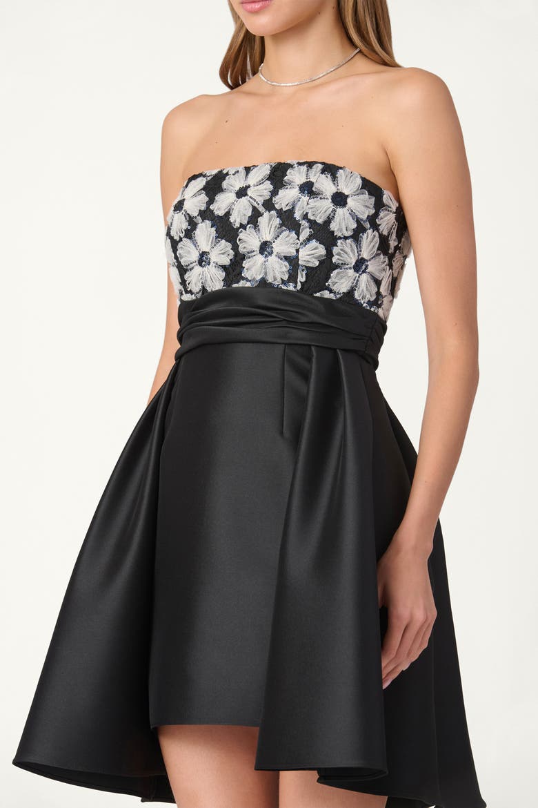 Midnight Tulle Chiffon Mikado Mandy Dress, Alternate, color, Jet/Ivory