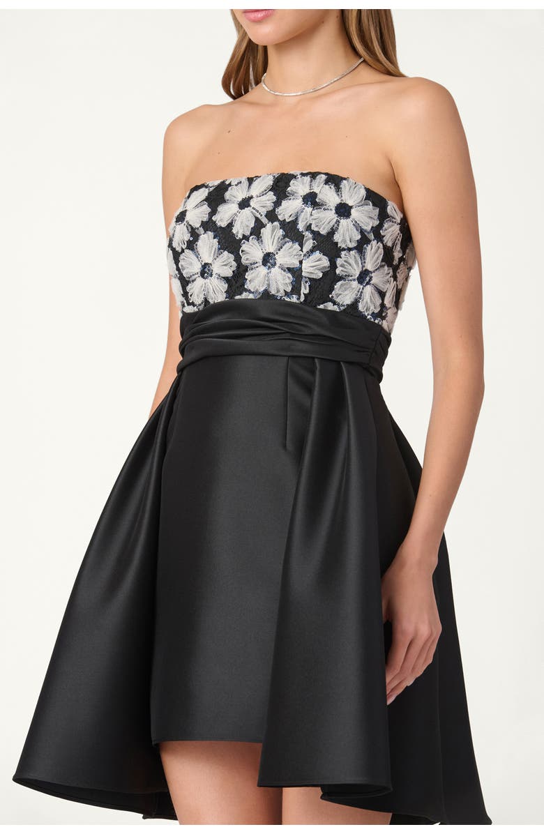 Shoshanna Midnight Tulle Chiffon Mikado Mandy Dress, Alternate, color, Jet/Ivory