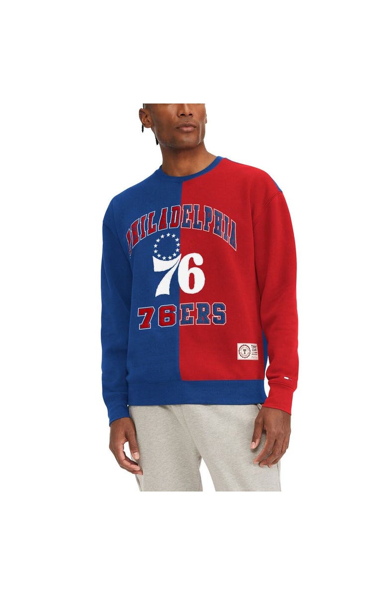 TOMMY JEANS Men's Tommy Jeans Red/Royal Philadelphia 76ers Keith Split Pullover Sweatshirt, Main, color, Red