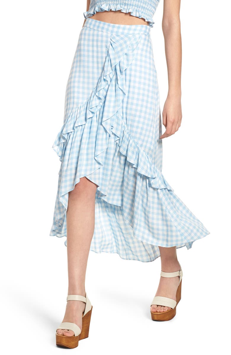 Lost + Wander Fiesta Ruffle Gingham Skirt, Main, color, 