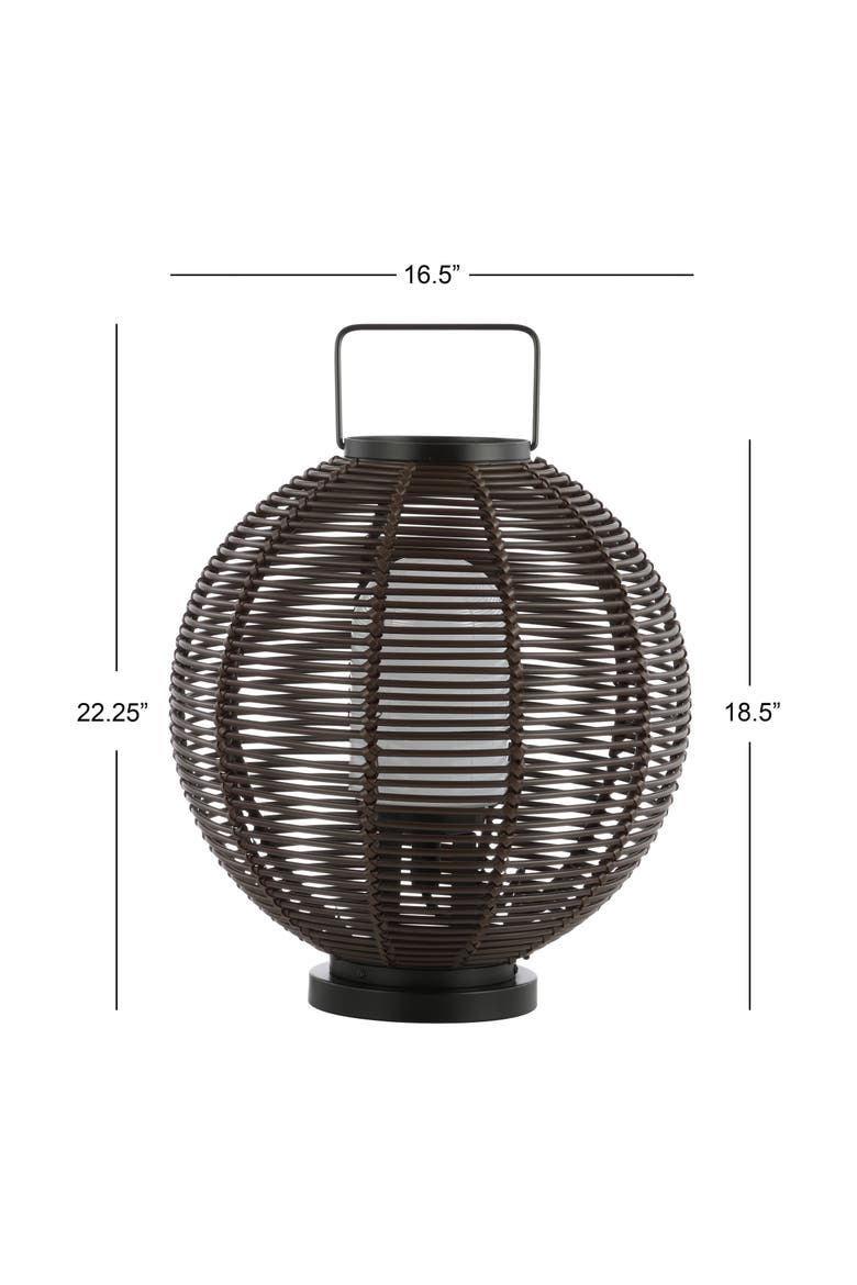 Jigu 22" Outdoor Woven Globe Asian LED Lantern, Coffee, Alternate, color, Coffee