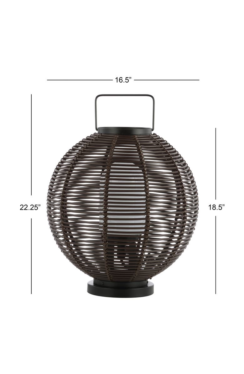 JONATHAN Y Jigu 22" Outdoor Woven Globe Asian LED Lantern, Coffee, Alternate, color, 