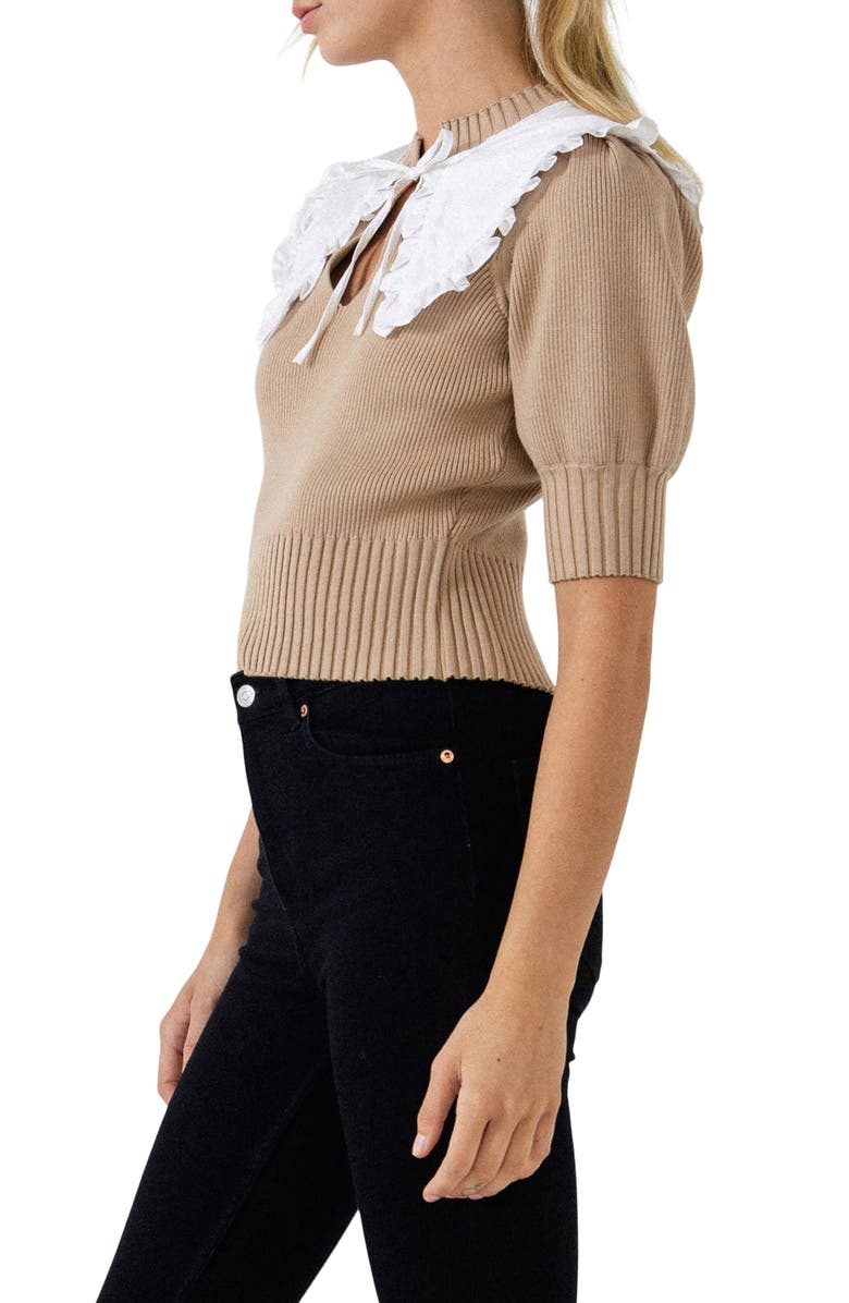English Factory Ruffle Collar Sweater, Alternate, color, 