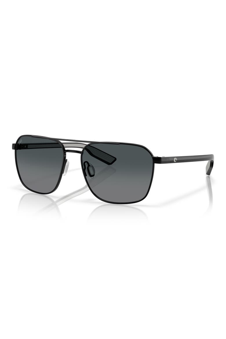 58mm Polarized Gradient Rectangular Sunglasses, Alternate, color, BLACK/ GRAY GRADIENT 580G