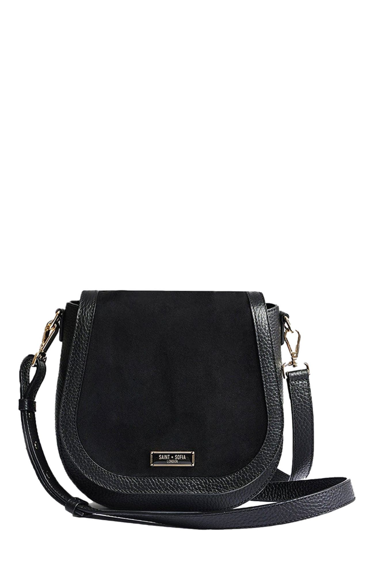 Saint + Sofia Saddle Bag, Main, color, Black