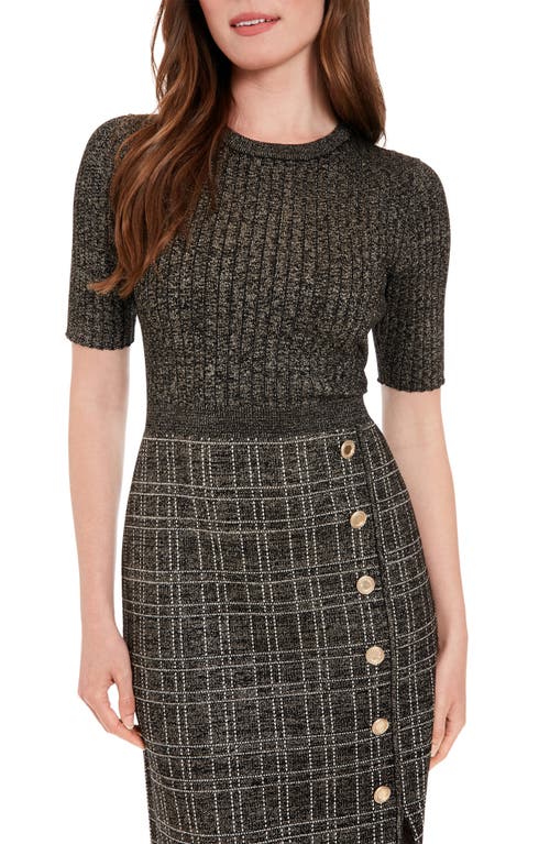 London Times Elbow Length Sleeve Side Button Dress In Gray