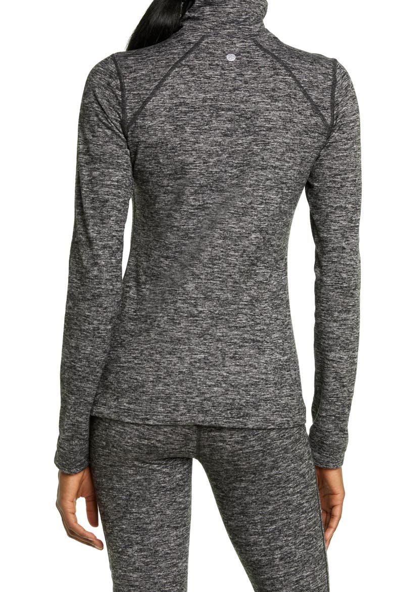 Cozy Space Dye Tech Turtleneck Training Top, Alternate, color, BLACK MELANGE
