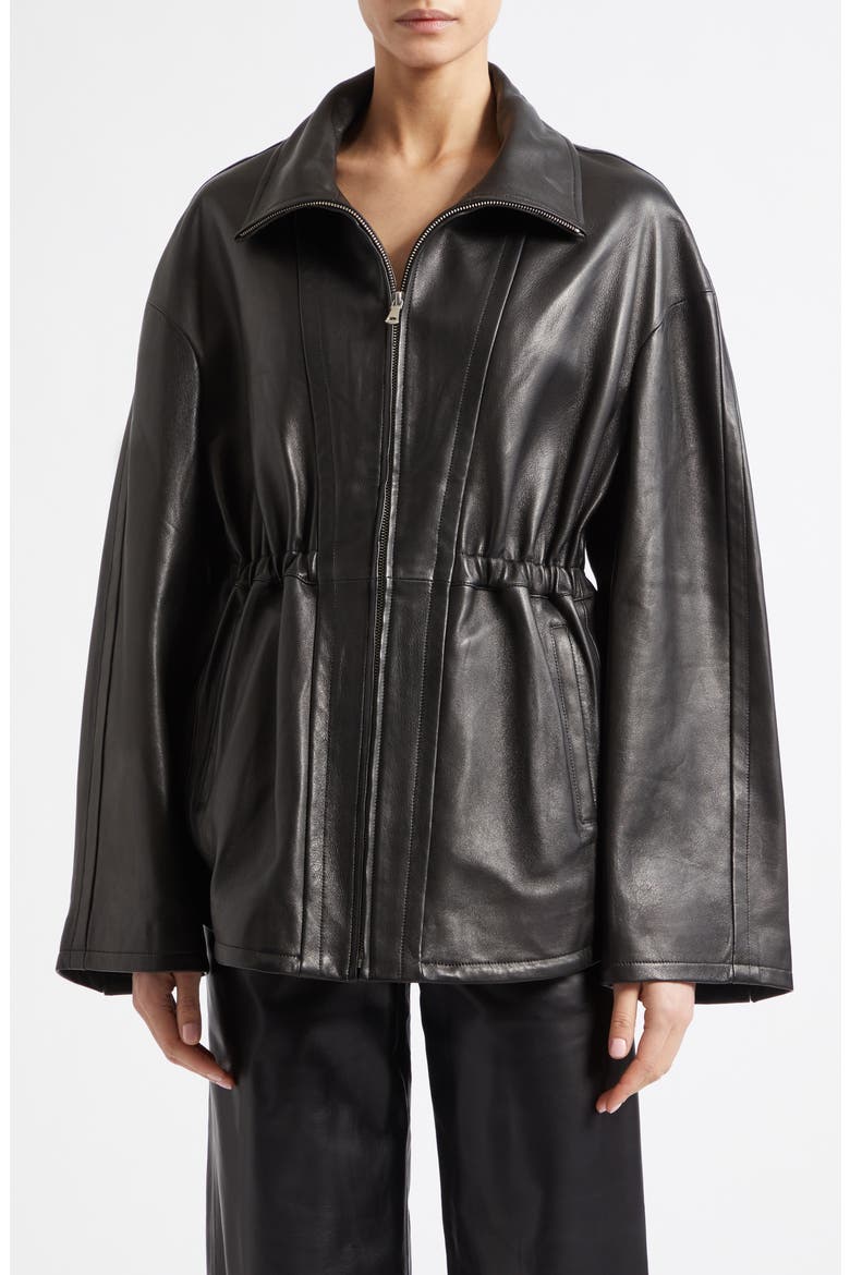 Passage Relaxed Fit Leather Jacket, Main, color, NOIR CLASSIQUE