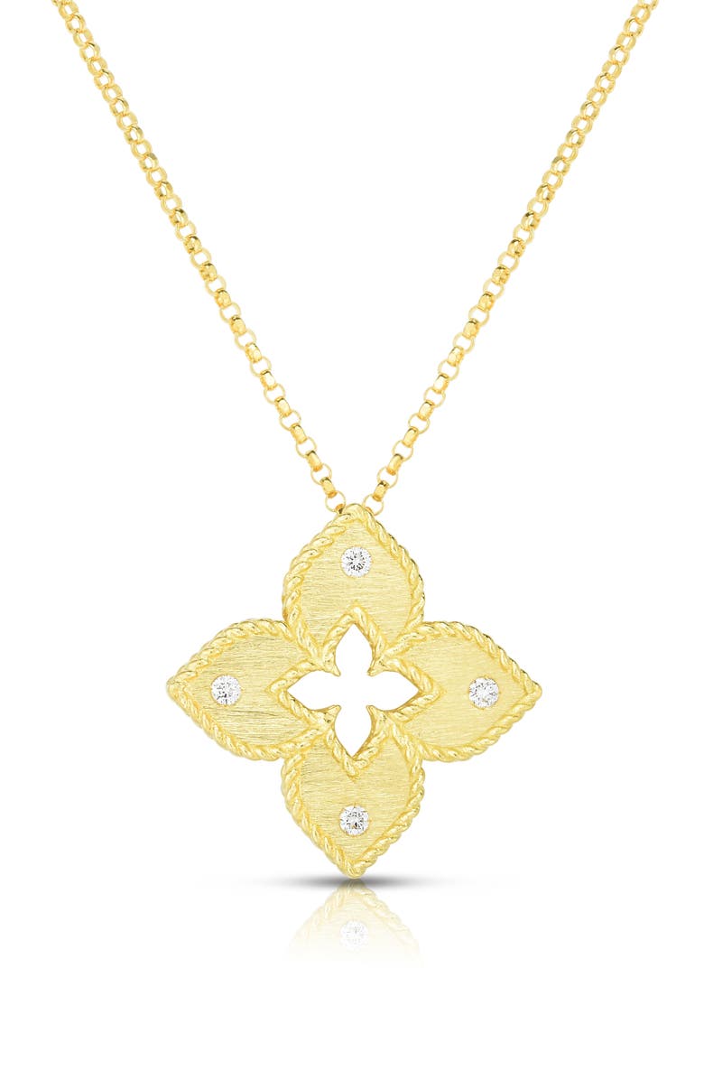 Roberto Coin Venetian Princess Diamond Pendant Necklace, Main, color, Yellow Gold