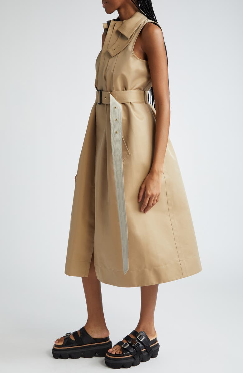 Sacai Sleeveless Gabardine Coat Dress, Alternate, color, 