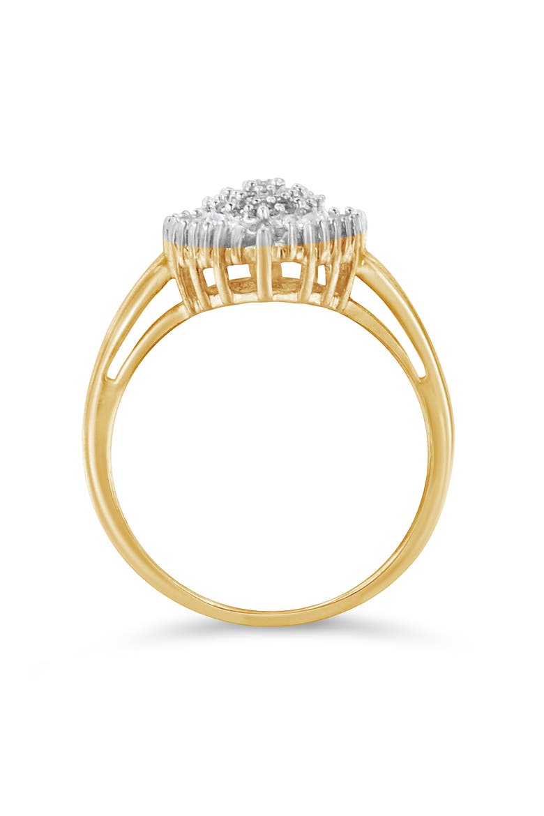 10K Gold 1/2 Cttw Diamond Domed Pavé Cluster Halo Cocktail Ring, Alternate, color, Yellow Gold