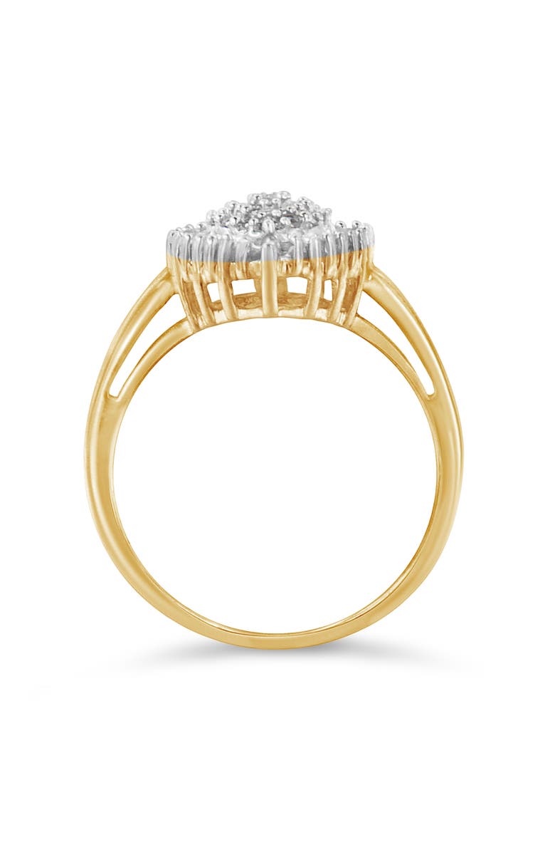 Haus of Brilliance 10K Gold 1/2 Cttw Diamond Domed Pavé Cluster Halo Cocktail Ring, Alternate, color, Yellow Gold