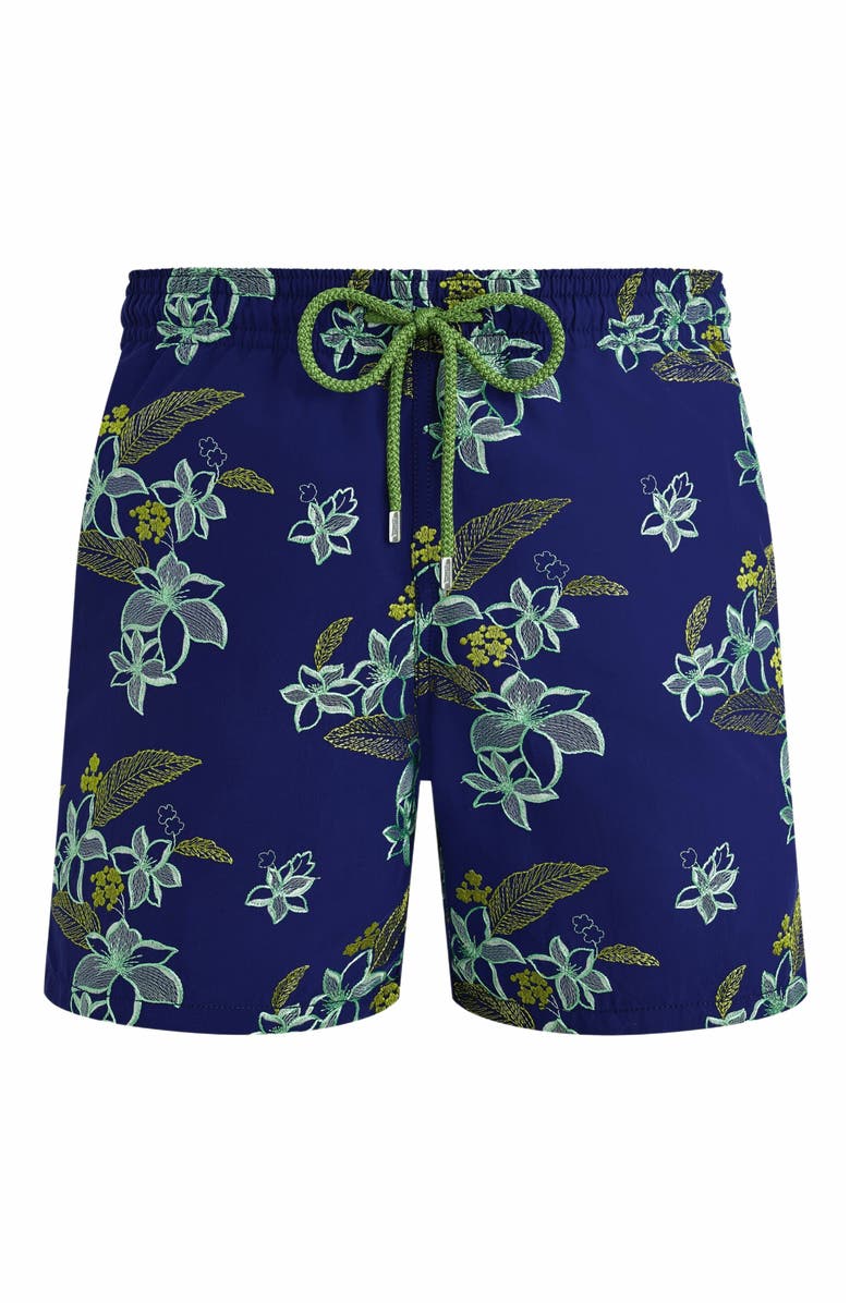 Vilebrequin Men's Embroidered Flower Power Swim Trunks, Alternate, color,