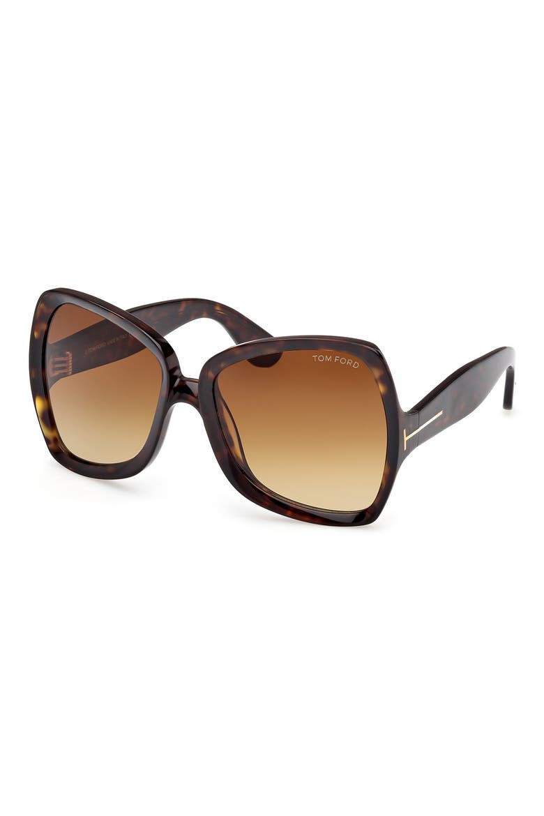 Jerry 60mm Gradient Butterfly Sunglasses, Alternate, color, SHINY HAVANA ECO / BROWN
