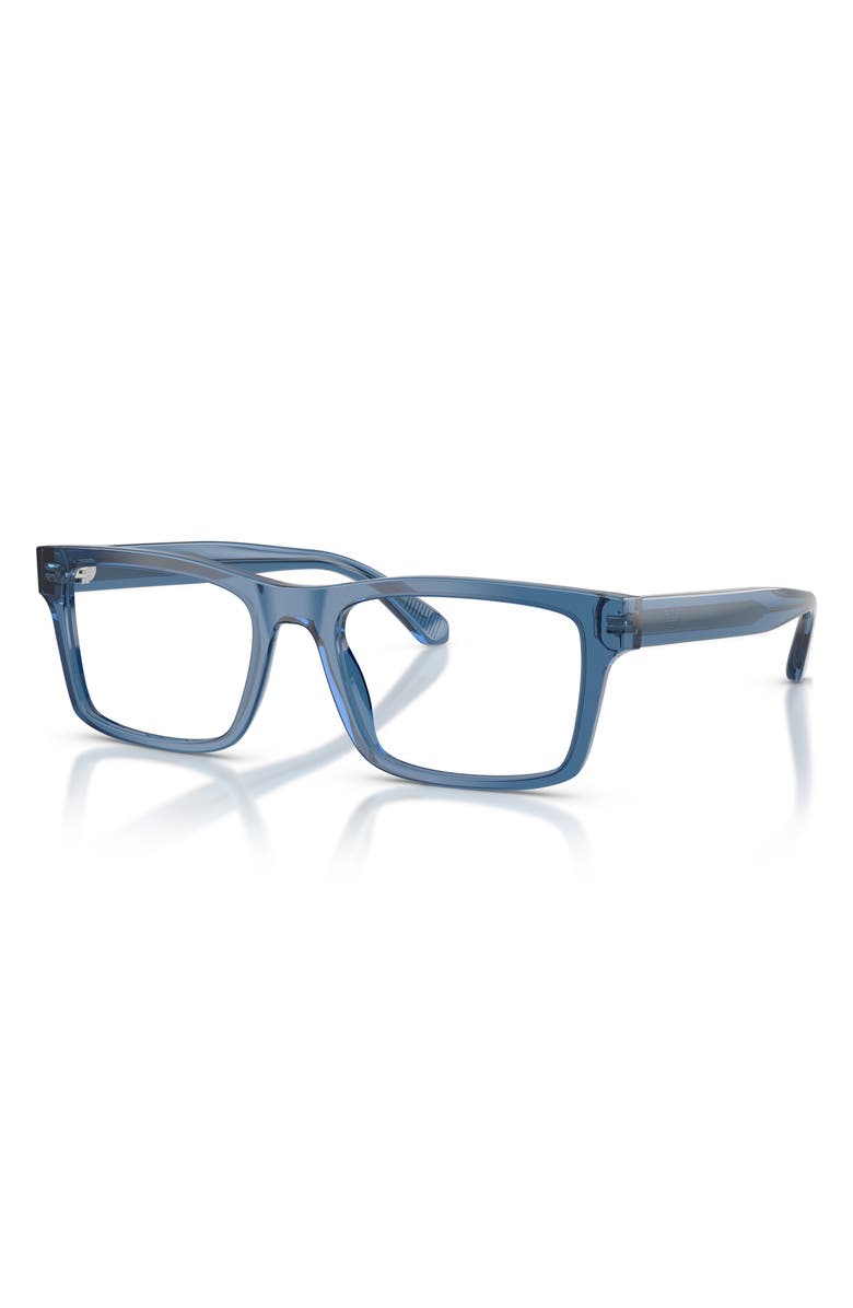 Emporio Armani 57mm Rectangle Optical Glasses, Alternate, color, Shiny Blue / Demo Lens