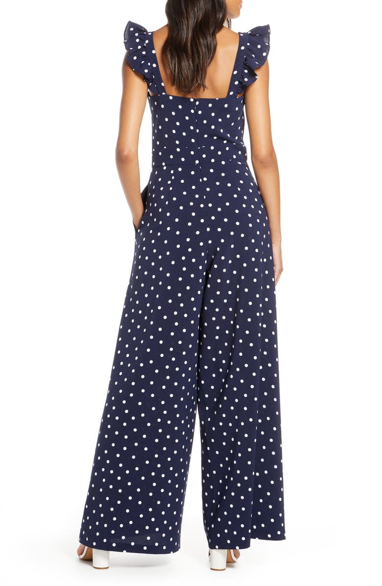 Eliza J Polka Dot Wide Leg Jumpsuit, Alternate, color, 