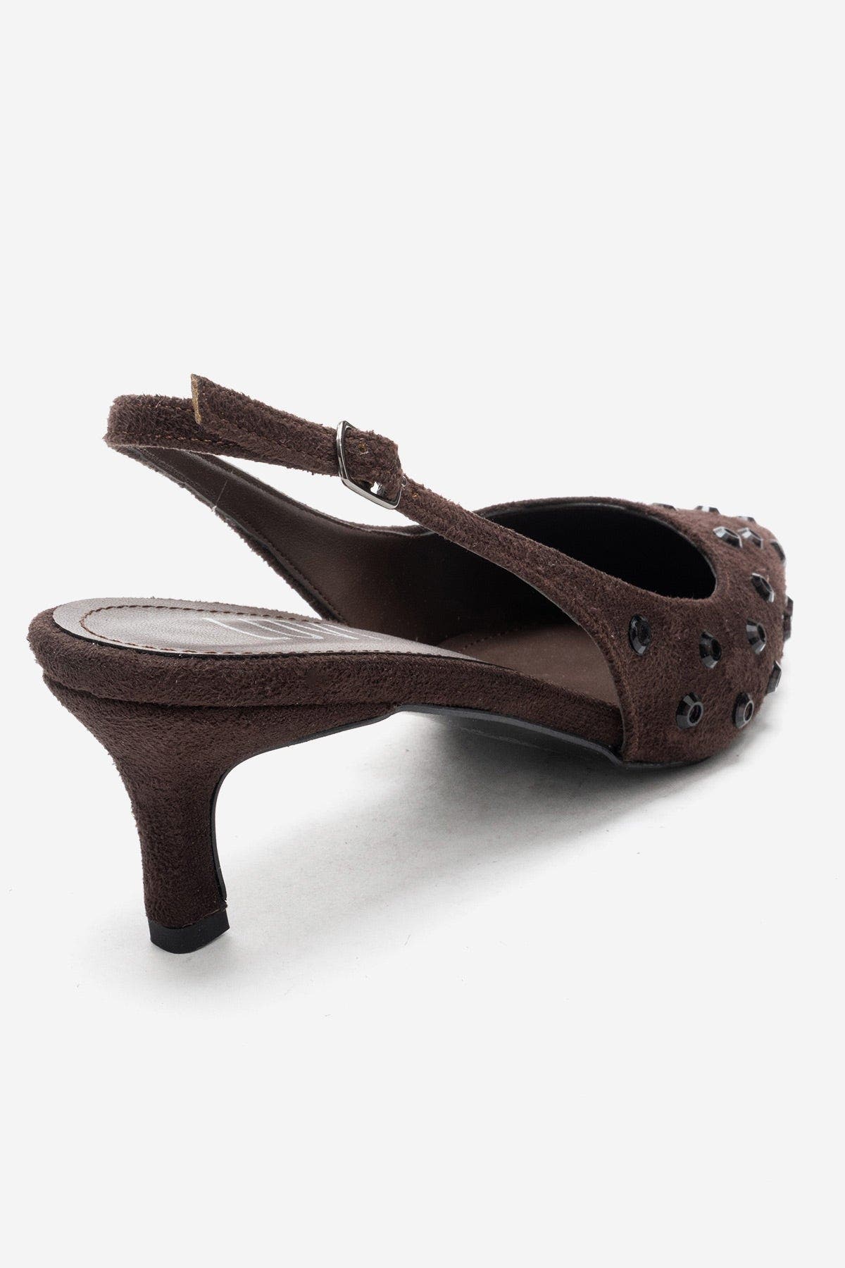 Lorex Embellished Stiletto Slingback Pump, Alternate, color, Brown Suede