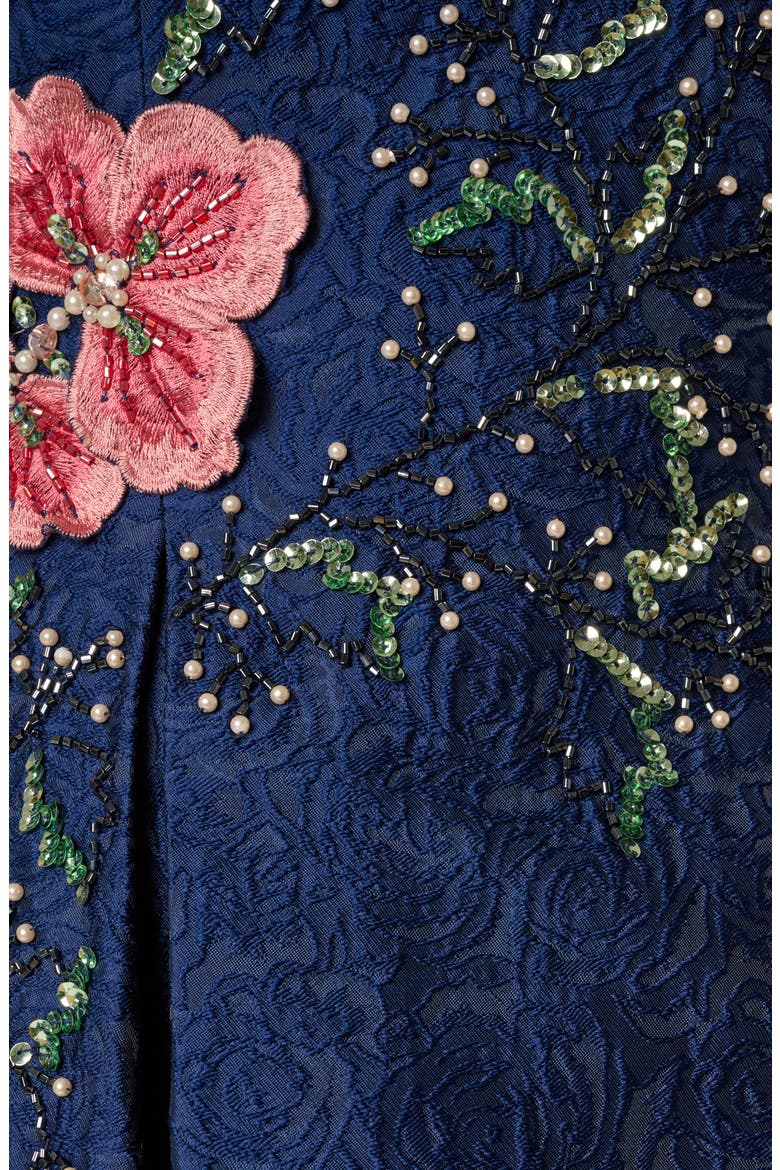 Beaded Jacquard Fit & Flare Cocktail Dress, Alternate, color, MIDNIGHT MULTI