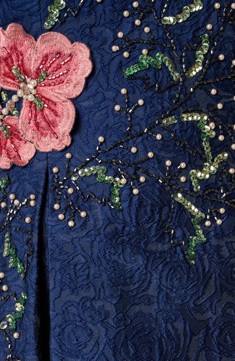 Adrianna Papell Beaded Jacquard Fit & Flare Cocktail Dress, Alternate, color, 