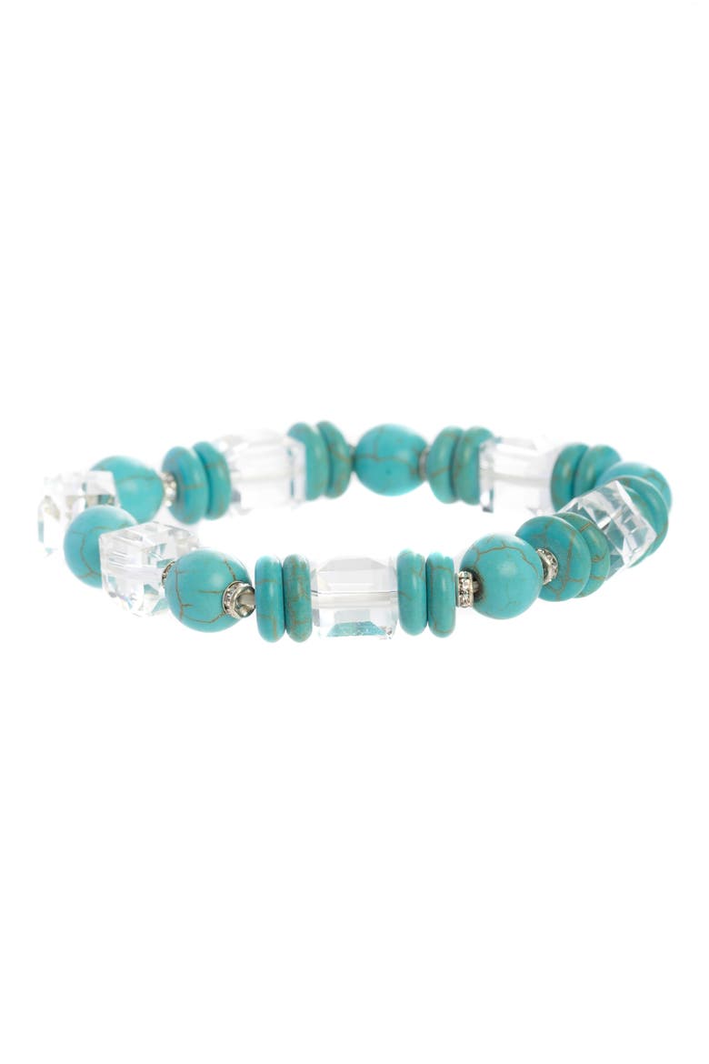 Beaded Stretch Bracelet, Main, color, TURQUOISE