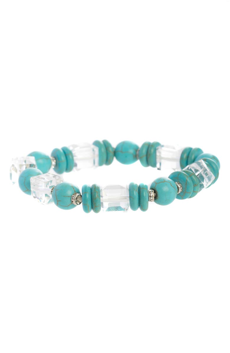 SAACHI Beaded Stretch Bracelet, Main, color, Turquoise