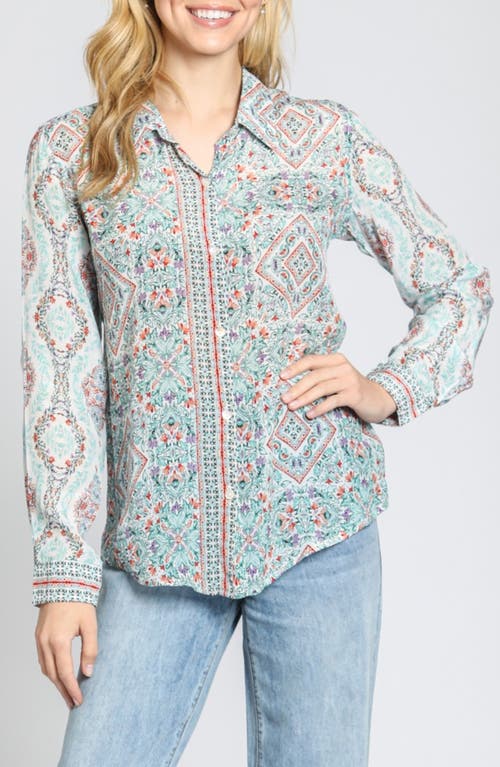 Apny Print Button-up Shirt In Green Multi