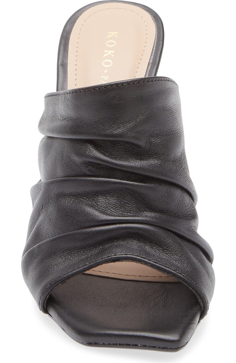 KOKO + PALENKI Ruched Wedge Sandal, Alternate, color, Black Leather