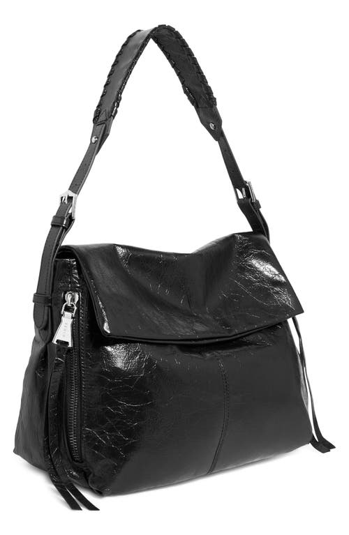 Aimee Bali Double Entry Leather Hobo In Black